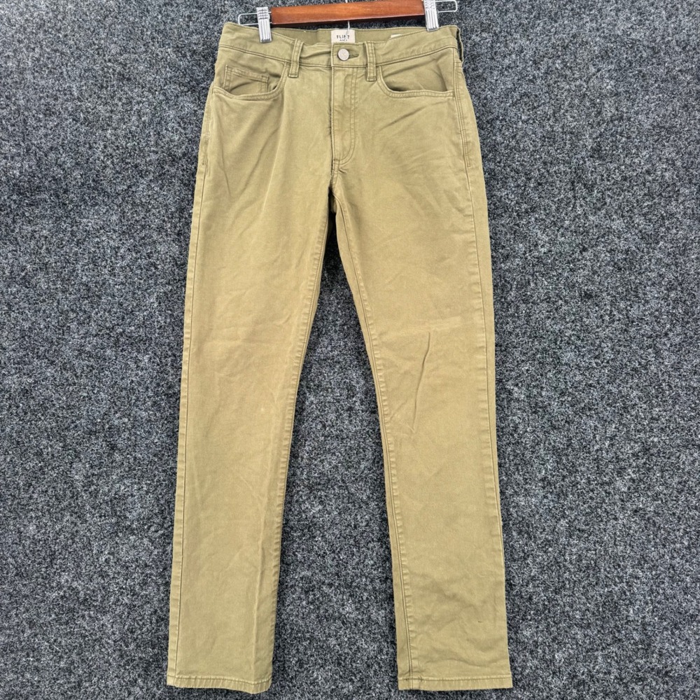 Flint and Tinder 365 Pants Mens 28x30 Slim Fit Olive Khaki Green Stretch Chino